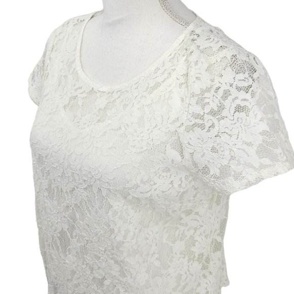 Abercrombie & Fitch Womens White Floral lace Sheer Top With Removable Liner S - Picture 6 of 16
